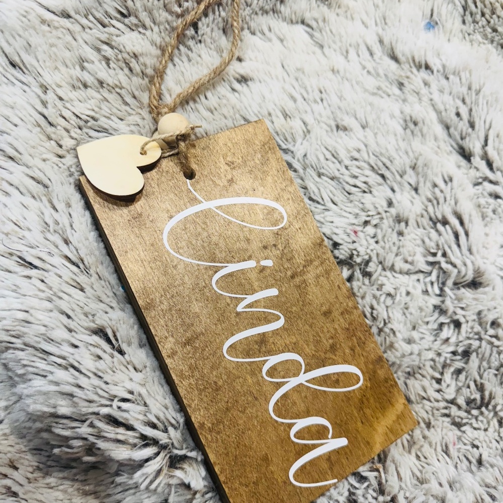 Wood name tag